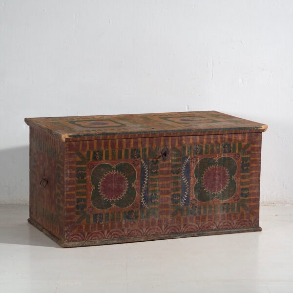 Baúl grande antiguo pintado a mano (c.1900) #50