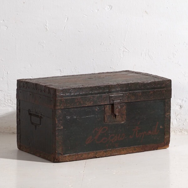Small antique trunk with metal structure (Year 1934) #8