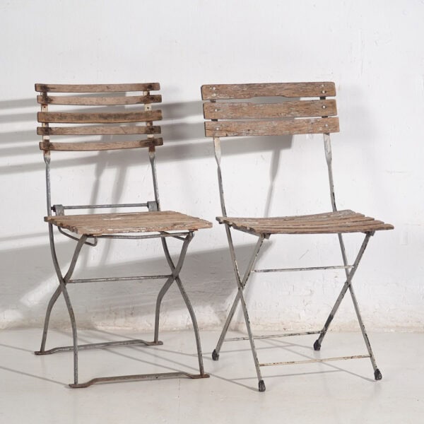 Antique folding garden chairs (c.1920). Set of 2 pieces #2