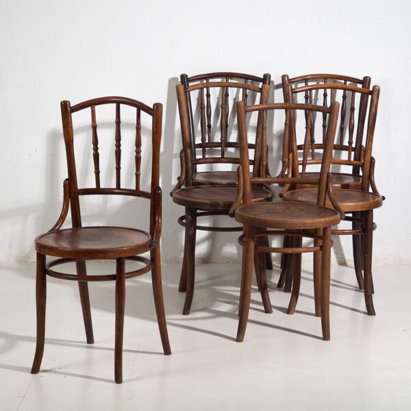 Antique Parisian cafe style wooden chairs (c.1920)