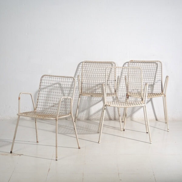 Chaises d'extérieur anciennes avec accoudoirs (vers 1920). Ensemble de 4 pièces n°4