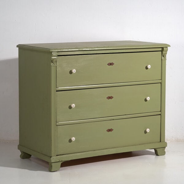 Commode ancienne vert olive (vers 1920) #55