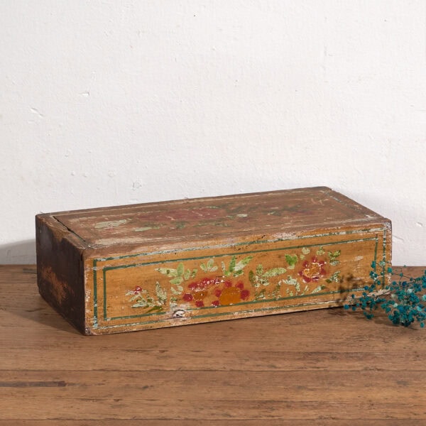 Ancienne boîte orientale jaune peinte à la main (c.1900) #25