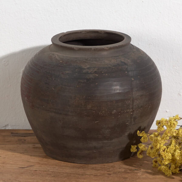 Vase rond ancien en céramique (c.1900) #14