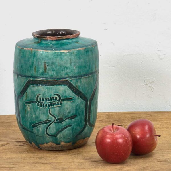 Jarrón antiguo decorativo de color verde turquesa (c.1820) #1
