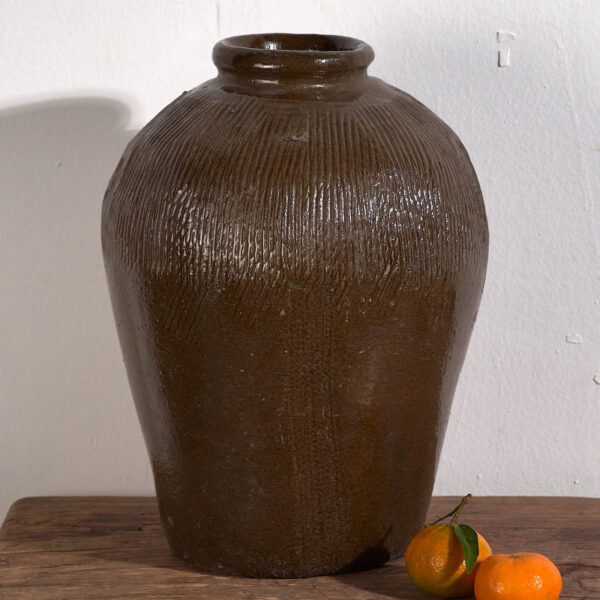 Jarrón de cerámica esmaltado antiguo (c.1900) #4