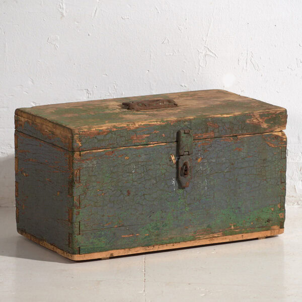 Cofre militar antiguo de pátina color verde (c.1910) #67