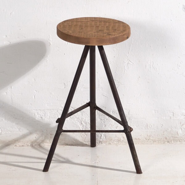 Taburete redondo de estilo industrial (c.1960) #1
