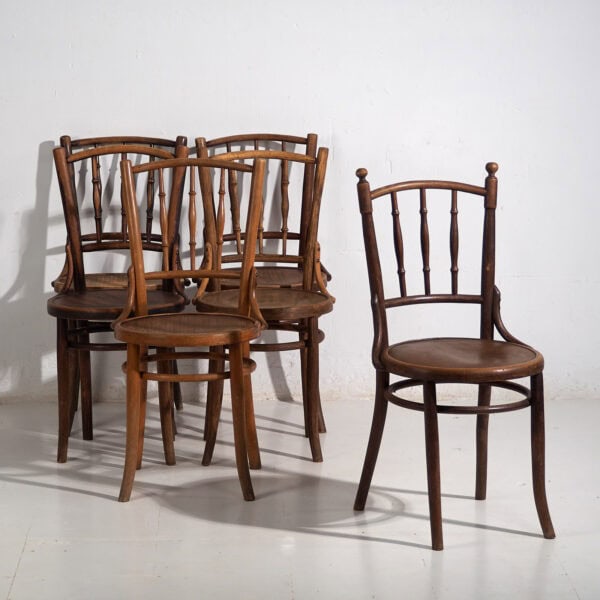 Sillas de comedor antiguas de madera curvada (c.1920). Conjunto de 6 piezas #2