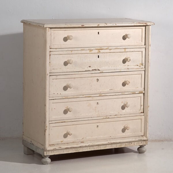 Cajonera alta antigua de color blanco (c.1920) #60