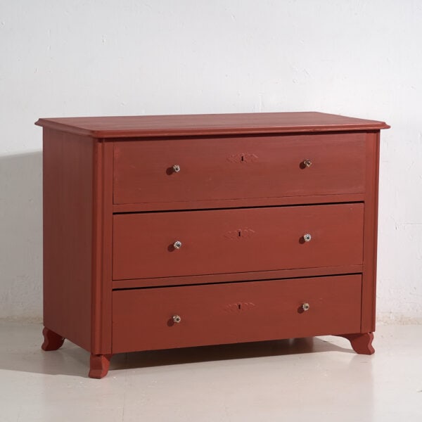 Cajonera antigua de color rojo terracota (c.1920) #91