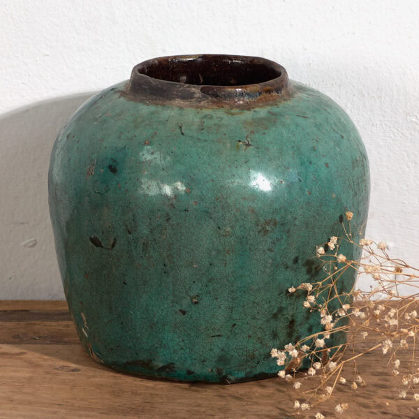 Antiguo jarrón de color verde esmeralda (c.1820) #13
