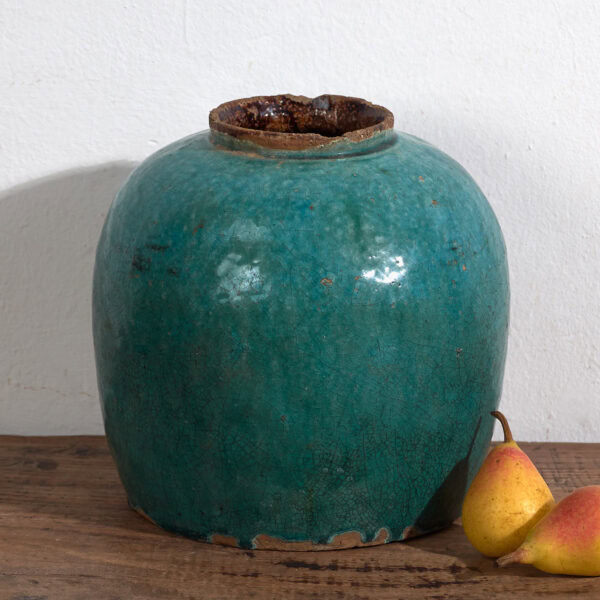 Antiguo jarrón de color verde turquesa (c.1820) #30