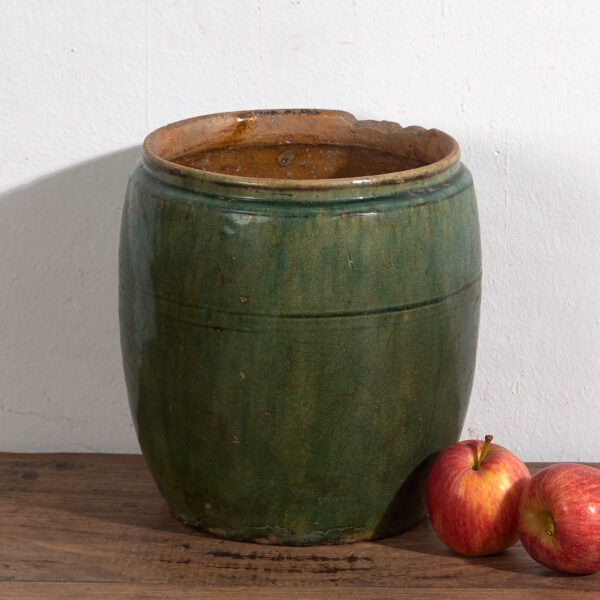 Tarro antiguo esmaltado de color verde esmeralda (c.1820) #2