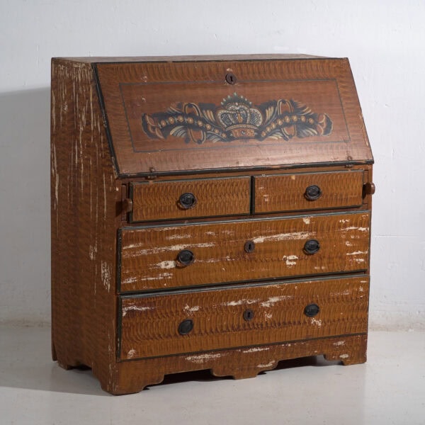 Escritorio abatible sueco pintado antiguo – Bureau folk escandinavo – Año 1783