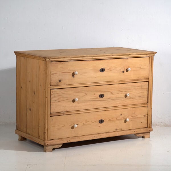 Cómoda antigua de pino macizo – Cajonera rústica europea – circa 1900 #106