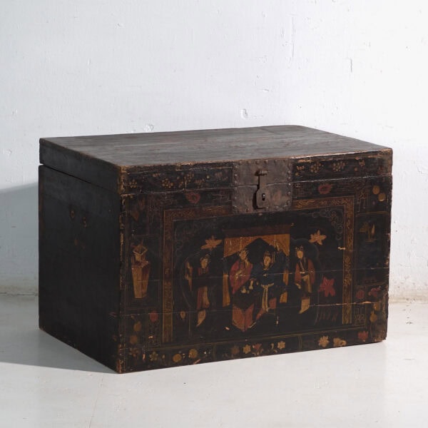 Baúl antiguo pintado en madera de pino – China, circa 1900
