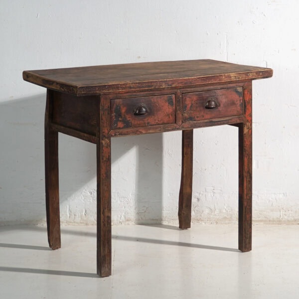 Mesa consola antigua con cajones en madera lacada – China, circa 1900