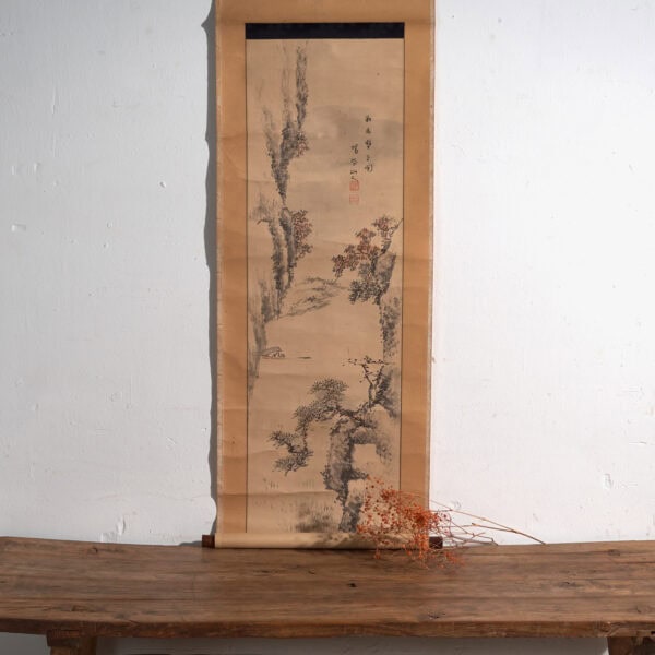 Kakejiku antiguo de paisaje en tinta sobre papel – Japón, circa 1900