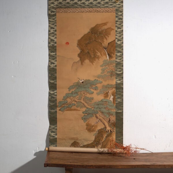 Kakejiku antiguo de paisaje en color sobre papel – Japón, circa 1900