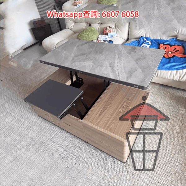 CT02 百變功能升降茶几/餐枱 (半開) Multi-purpose Coffee Table/Dinning Table 枱面可升級岩板 - Image 11
