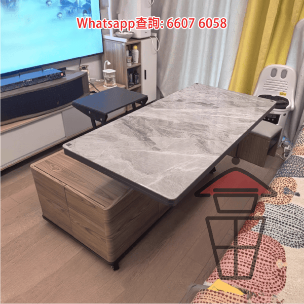 CT02 百變功能升降茶几/餐枱 (半開) Multi-purpose Coffee Table/Dinning Table 枱面可升級岩板 - Image 10