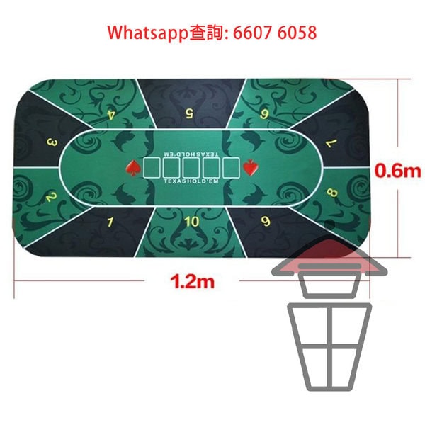 GM002 德州撲克桌墊 Green Texas Poker Mat 綠色 橡膠仿絨面