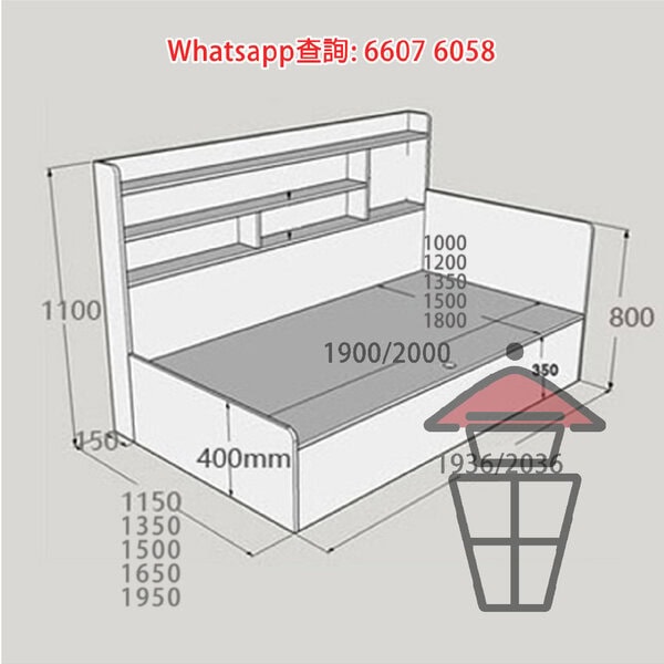 BD17 組合床+邊櫃 實木多層板木床架 [灰橡木色] Wooden Bed Frame + Side Cabinet 邊櫃可置左/右 - Image 11