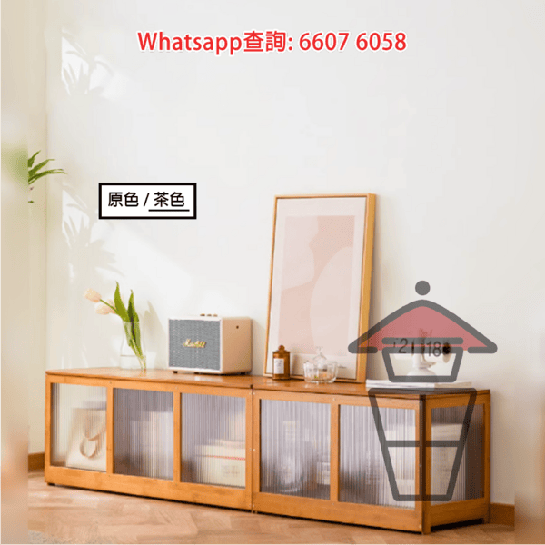 CB167 茶色 竹木系 座地格仔矮櫃/換鞋凳/窗台櫃 Wooden/Bamboo Cabinet/Stool 向上揭頂 長虹透明櫃邊 - Image 8