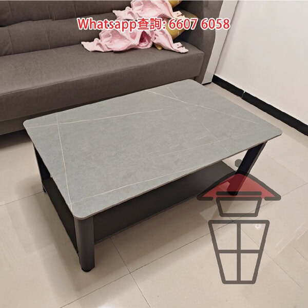 CT13 (B款 雙層) 簡約長方形岩板茶几 Sintered Stone Coffee Table 單層/雙層 黑白支架 - Image 8