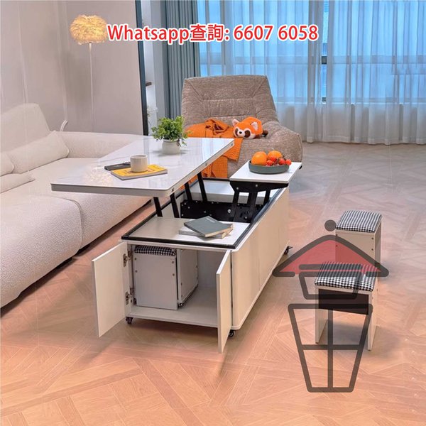 CT01 百變功能升降茶几/餐枱 (半開) Multi-purpose Coffee Table/Dinning Table 枱面可升級岩板