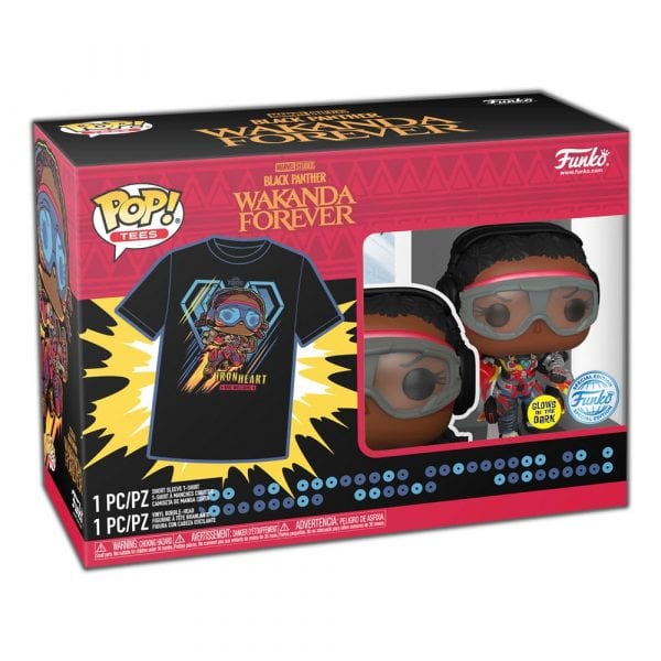 Pack Funko Pop + T-Shirt / Ironheart MK1 / Black Panther Wakanda Forever / Marvel / Glows In The Dark
