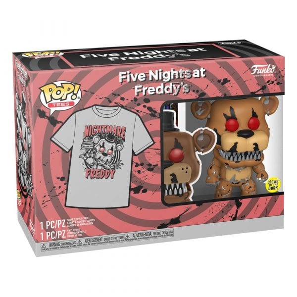 Pack Funko Pop + T-Shirt / Nightmare Freddy N°111 / Five Nights at Freddy's / Glows In The Dark