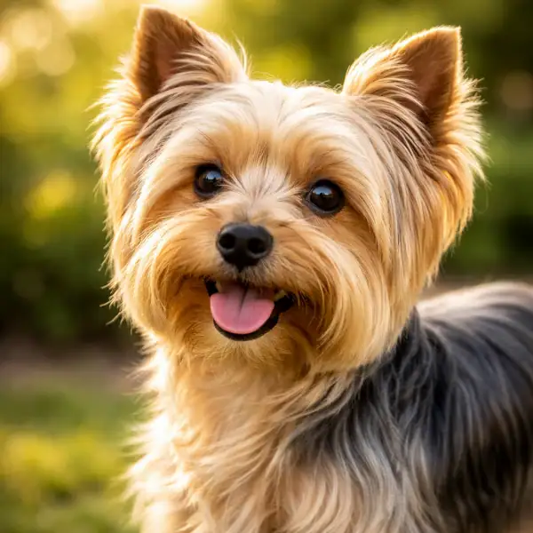 Gros plan sur chien adulte au pelage soyeux et brillant démontrant les bienfaits d'une alimentation adaptée.