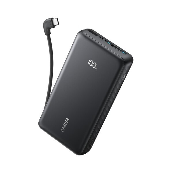 Anker Zolo Power Bank 20000mAh 22.5W With Built-In USB-C Cable, Black