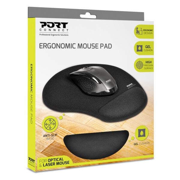 Port Ergonomic Gel Mouse Pad, Black