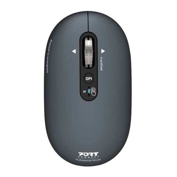 Port Connect PURE MAC Rechargeable Wireless and Bluetooth Mouse, Shadow