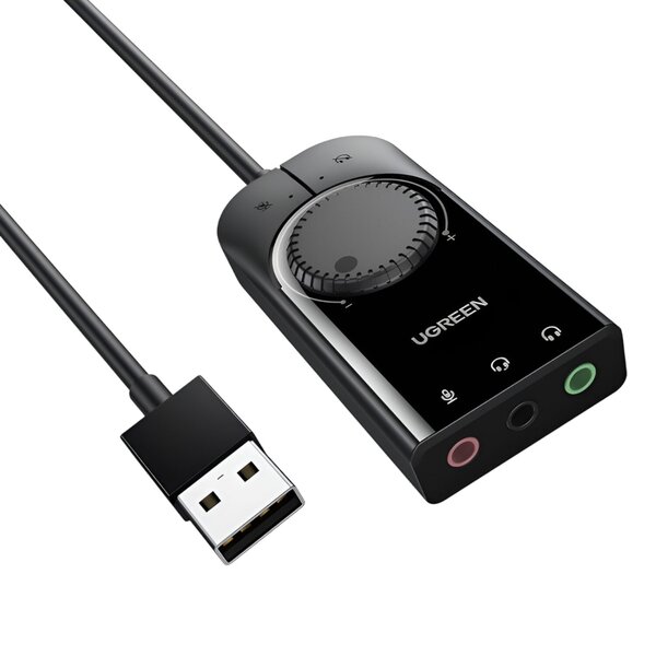 UGREEN CM129-40964 USB-A to 3.5mm External Stereo Sound Adapter, Black