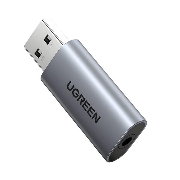 UGREEN CM383-80864 USB-A to 3.5mm Audio Jack External Sound Adapter, Silver