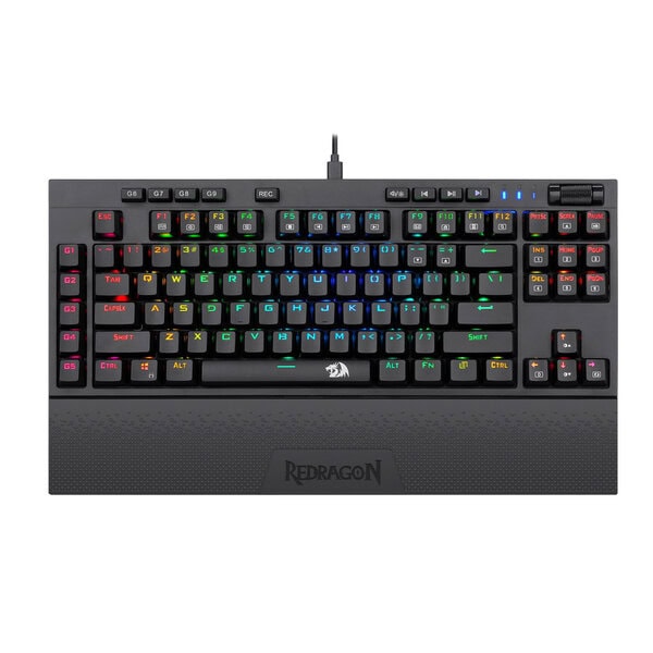 Redragon K588 RGB Pro BROADSWORD TKL Mechanical Wired Gaming Keyboard, Black