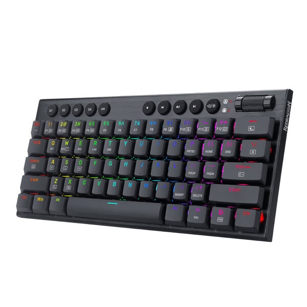 REDRAGON Horus Mini 61Key Red Switch RGB Low Profile Gaming Mechanical Keyboard, Black