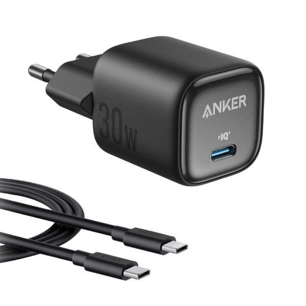 Anker Zolo 30W Compact USB C Charger With Cable, Black