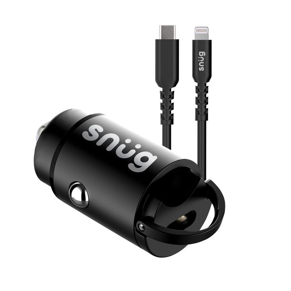Snug Mini PD Port Car Charger With Lightning Cable, 30W
