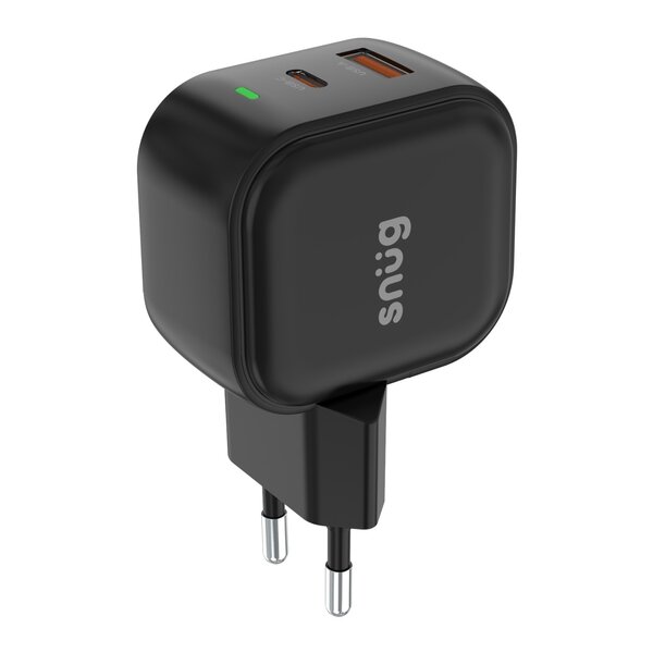 Snug 2 Port USB/Type C Wall Charger 35W, Black