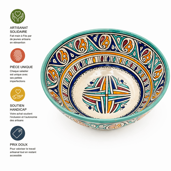Saladier marocain frises peintes 26 cm – Fès
