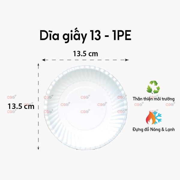 Dĩa giấy dùng 1 lần 13cm