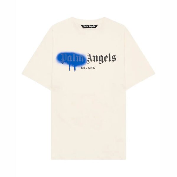 Palm Angels Spray City Milan Dripping Logo T-shirt “Off White Blue”