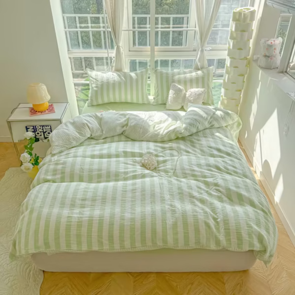 fresh-green-striped-washed-cotton-bedding-set