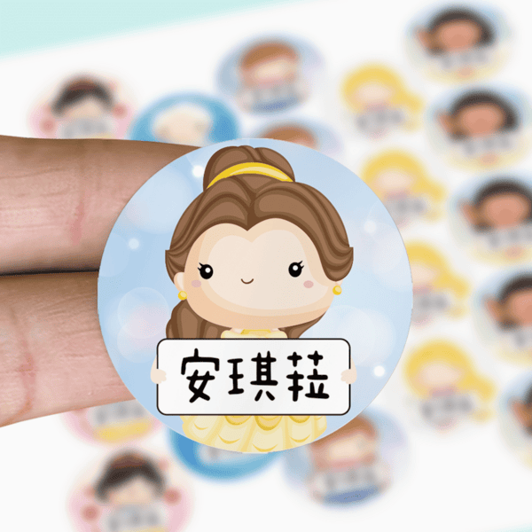 舉牌童話公主,迪士尼公主姓名貼,艾莎姓名貼紙,冰雪奇緣姓名貼
