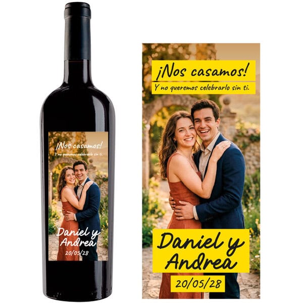 Vino personalizado con tu foto para invitación boda